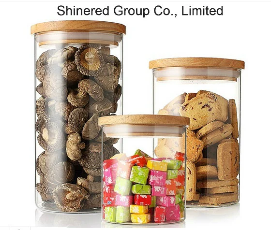 Glass Jar, Food Jar, Glass Food Storage Containers Glass Storage Jar with Airtight Bamboo Lids Kitchen Glass Canisters for Coffee, Flour, Sugar, Candy, Cookie