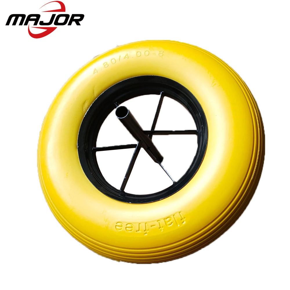 OEM Yellow Tyre Lawn Mower Rubber Wheel Solid Wheelbarrow Tires Wheel Trolley