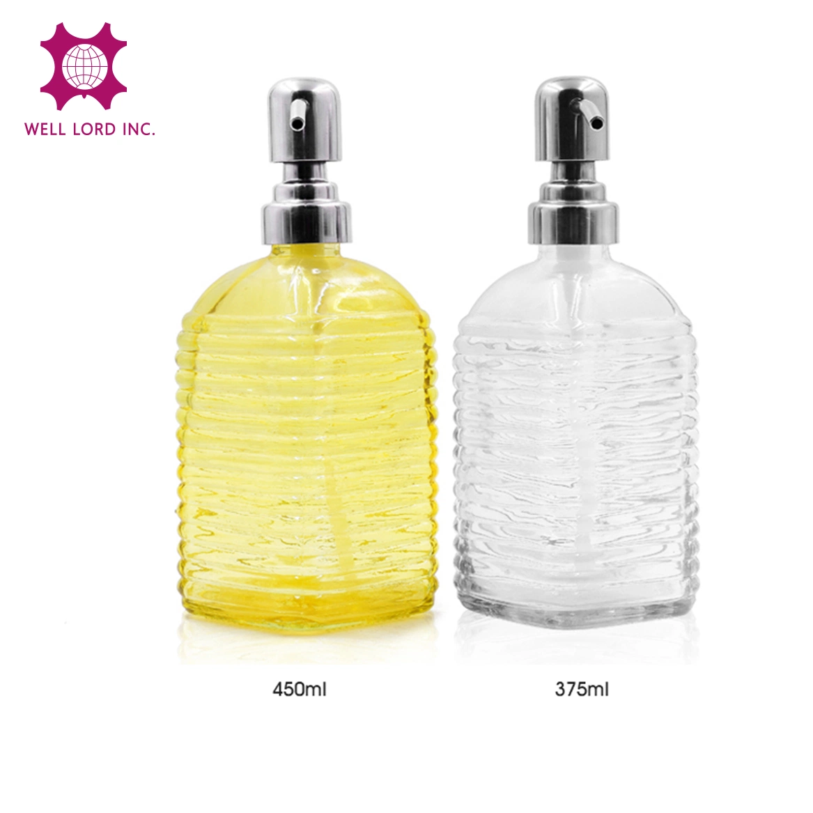 375ml Colorful Empty Shampoo Hand Washing Glass Bottle with Pump