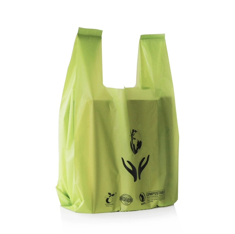 Amigo do ambiente 100% de plástico biodegradável Shopping Amido de milho sacos compostável com EN13432/método ASTM D6400 Pbat Padrão/PLA TUV Ok