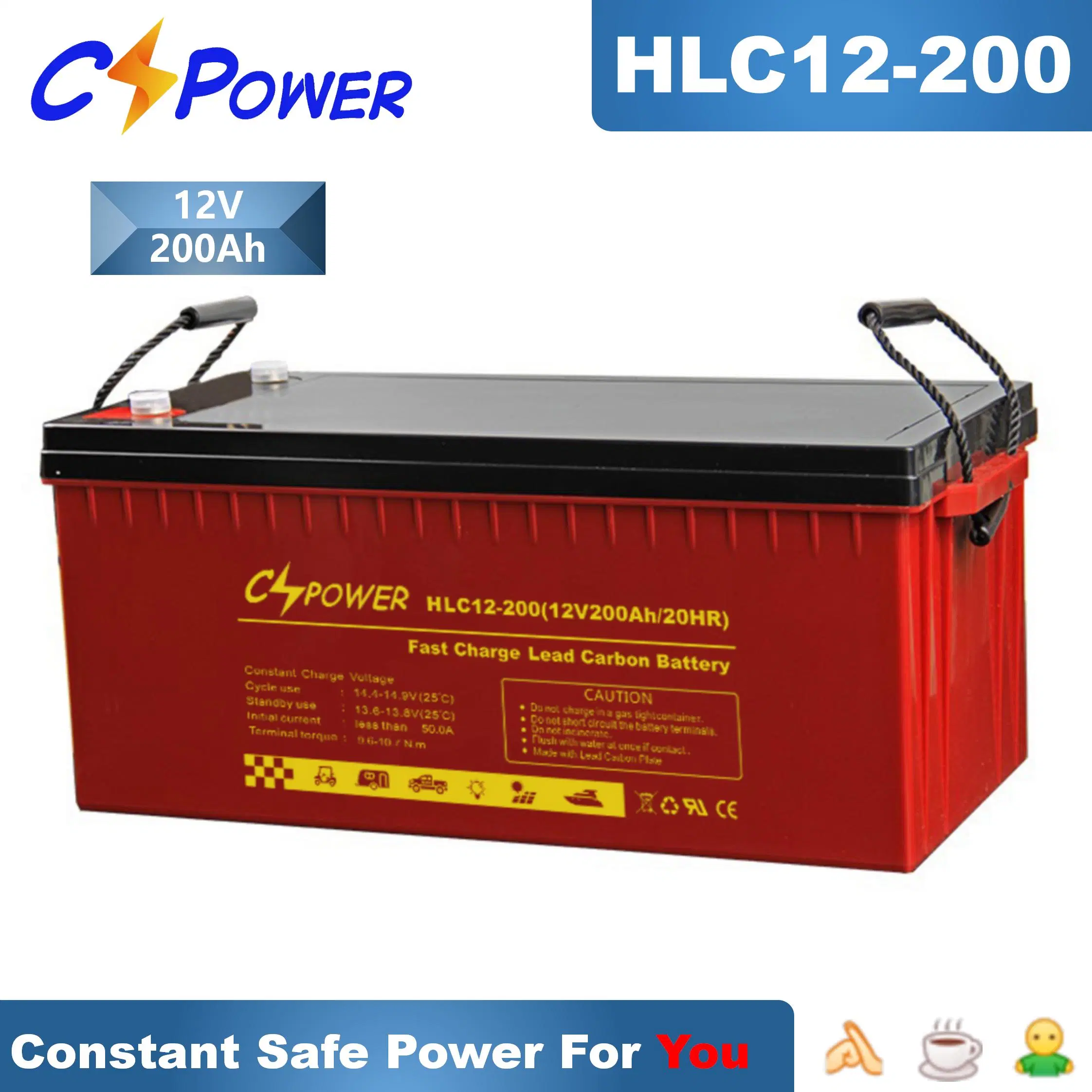 Cspower Bateria de Chumbo-Carbono de Ciclo Profundo Recarregável de Carregamento Rápido de Longa Vida 2V/6V/12V 100ah/200ah/250ah/400ah para Sistema de Armazenamento de Energia Solar/CSD