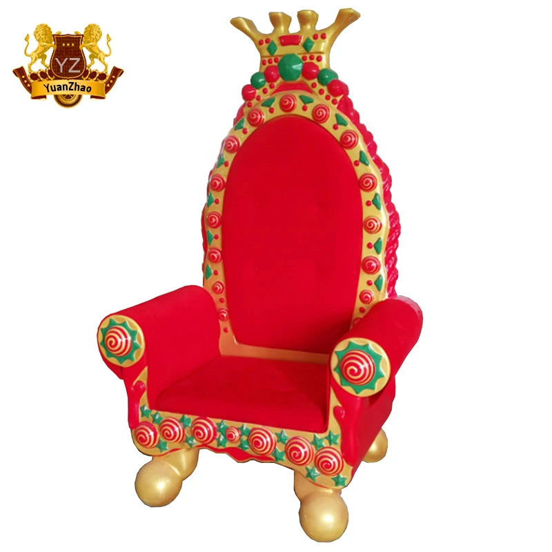 Large Christmas Holiday Decoration Fiberglass Santa Chair Christmas Santa Throne for Sitting