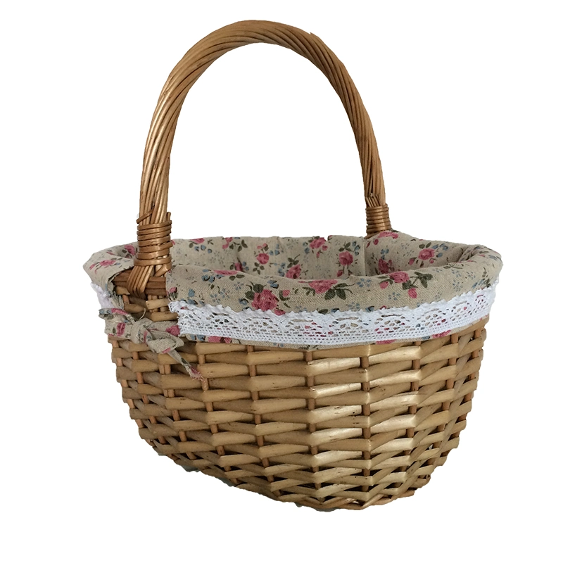 Wholesale/Supplier Willow Basket with Handle Lining Storage Fruit Picnic Baskets