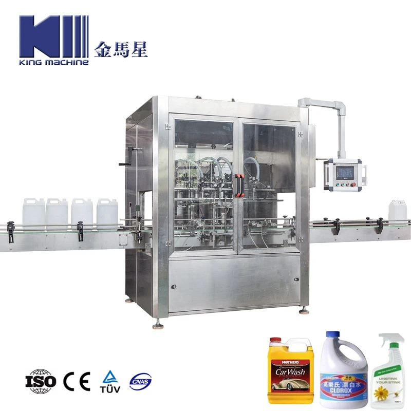 Automatic Soap Shampoo Detergent Bleach Cosmetics Preservative Hand Sanitizer Linear Chemical Liquid Filling and Capping Packing Machine