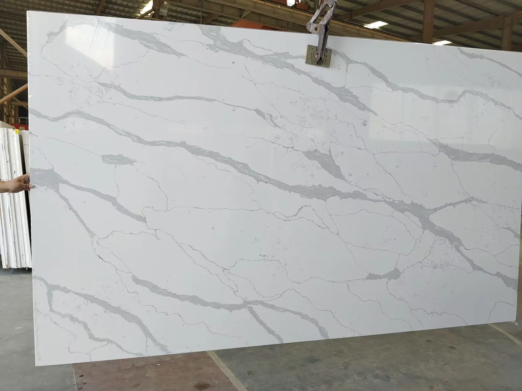 Engineered Stone Polished White/Beige Marble Look Quartz Stone for Kitchen/Bathroom Countertops/Vanity (414244454780)