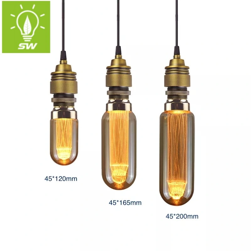 Decoration Antique Edison Replacement T45 2W 4W New ERP Amber Clear Frosted LED Inoor Soft Filament Bulb with Warm Cool Daylight White E27