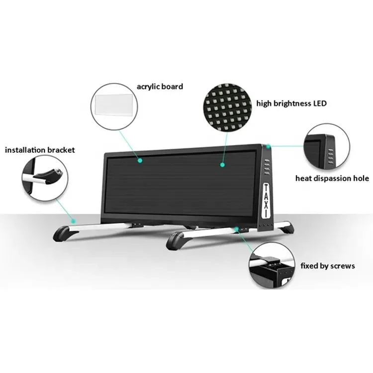 HD P3.076 سيارة أجرة مقاومة للماء مقاومة للماء من طراز DustProof Car Roof لافتة LED علوية شاشة LED لسيارة الأجرة الإعلانية