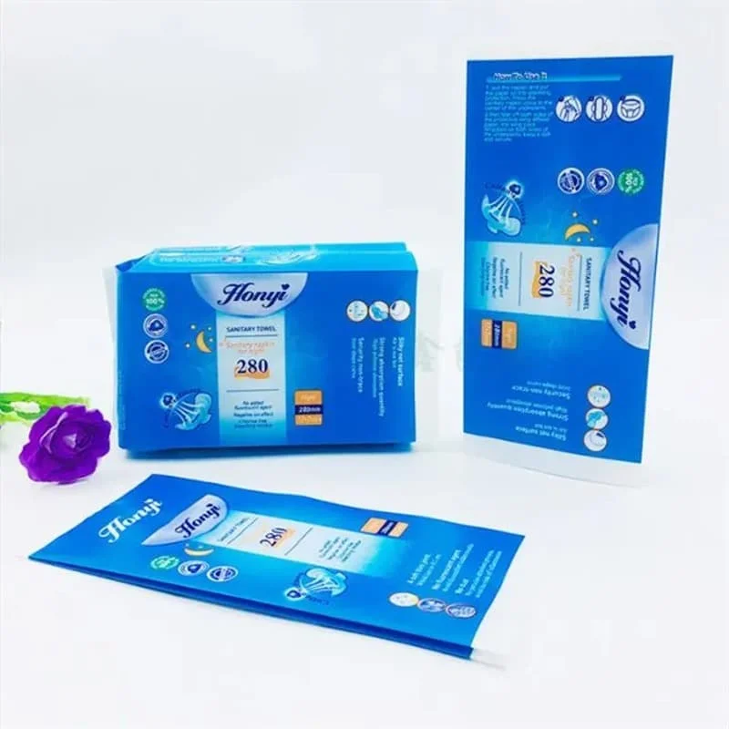 Impreso personalizado Packs de sellado en caliente de la bolsa de embalaje de plástico de toalla sanitaria
