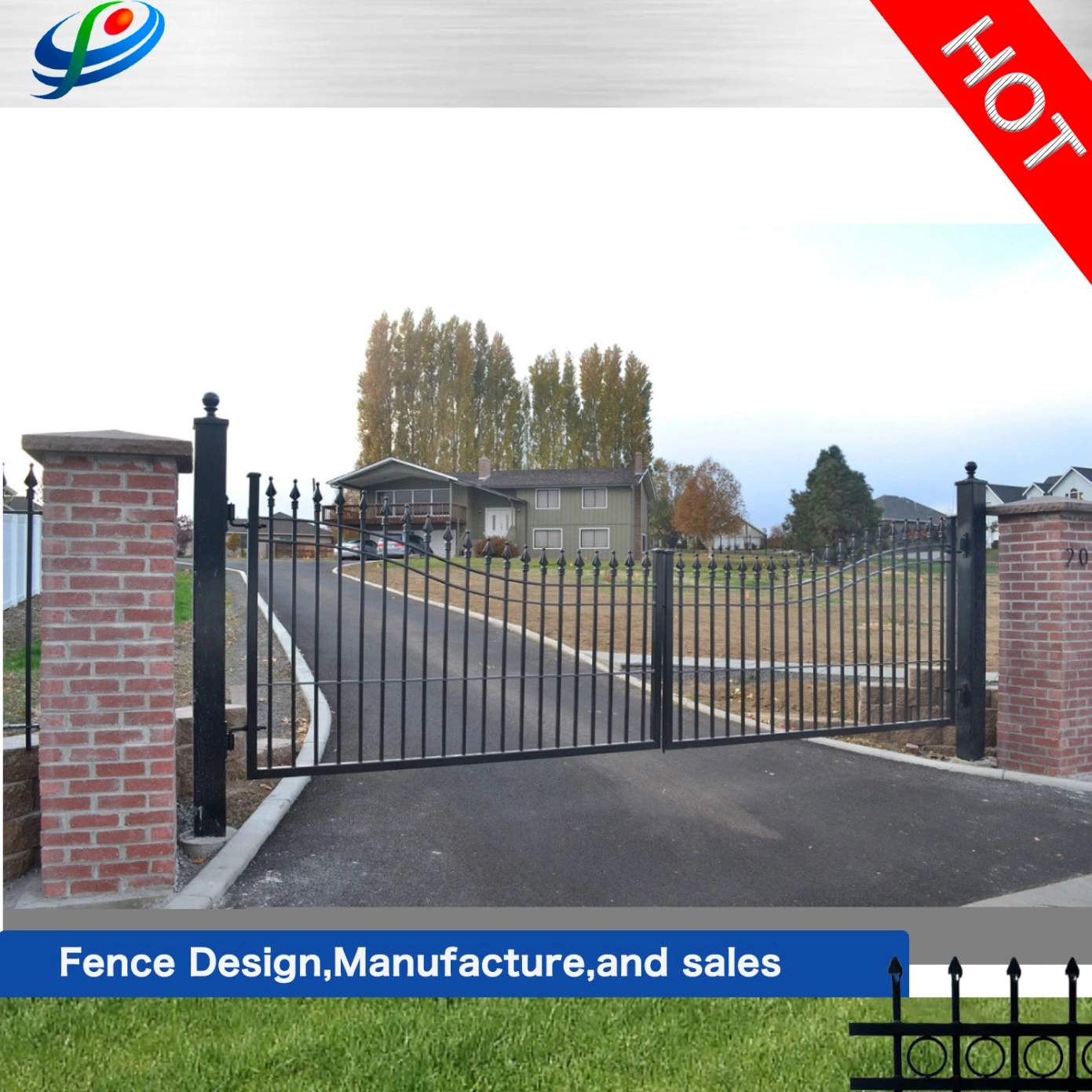 Galvanized Steel Aluminum Fence with Stair Railing Handrail