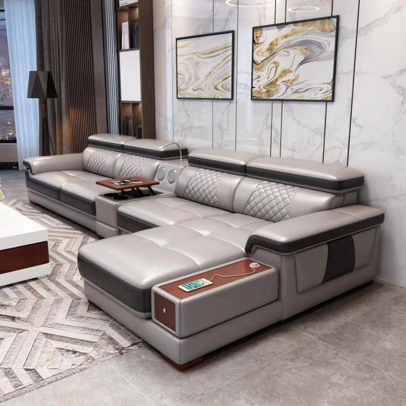 Luxury Living Room Dubai Sofa Furniture Modern Corner Leather Sofa Set Home Furniture