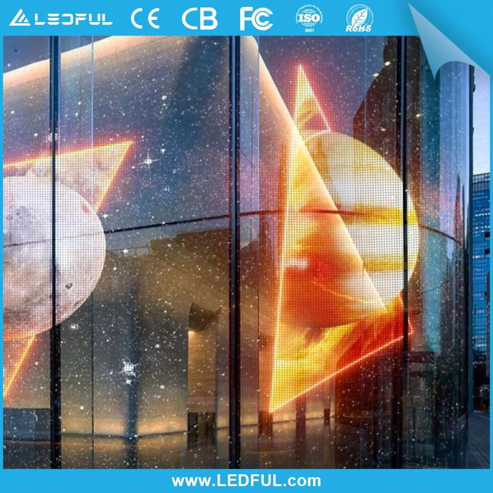 High Brightness SMD Glass Flexible Curtain Adhesive Real Estate Agent Window Ultra Thin Film Transparent LED Display