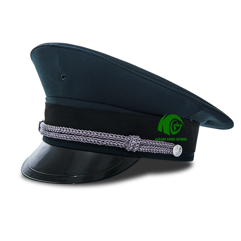 Kango Custom noir amovible Capitaine Officier militaire chapeaux uniforme Casquette pilote