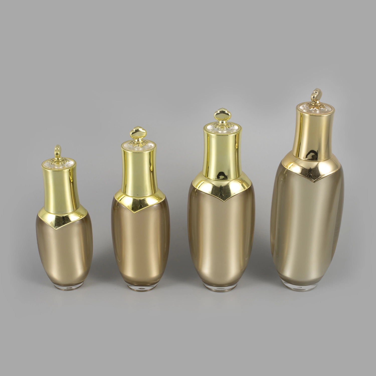 Electroplated Gold Essential Oil Bottle Flower Cap Bottle Set Small Gold Bottle Cosmetics Glass Bottle