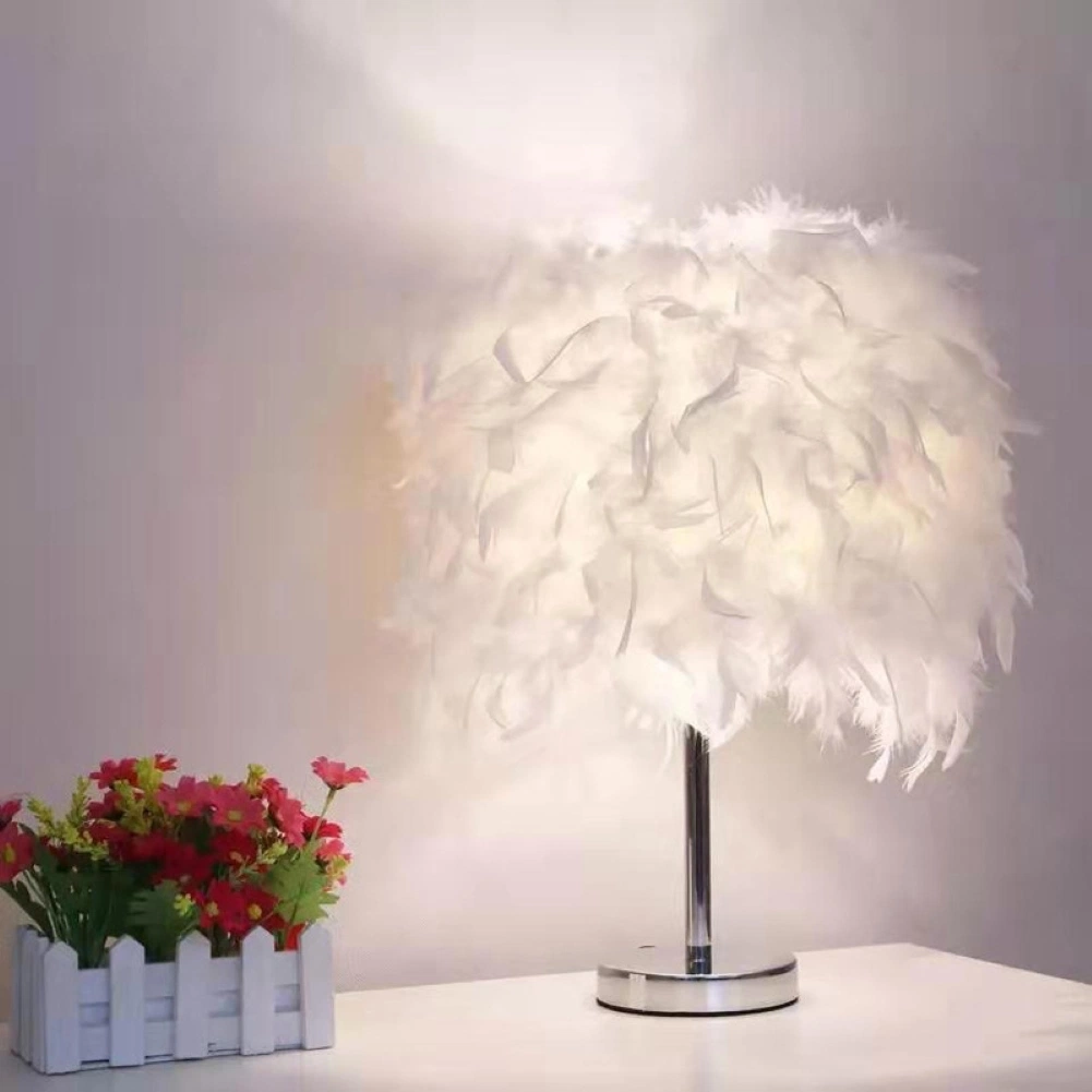 E27 Table de chevet lampe LED lampe de table de plumes romantique de plumes (WH-MTB-56)