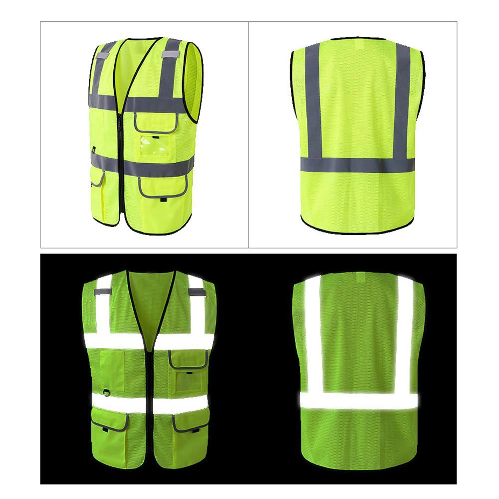 High Visibility Reflective Safety Vest Multi Pockets Workwear Safety Waistcoat