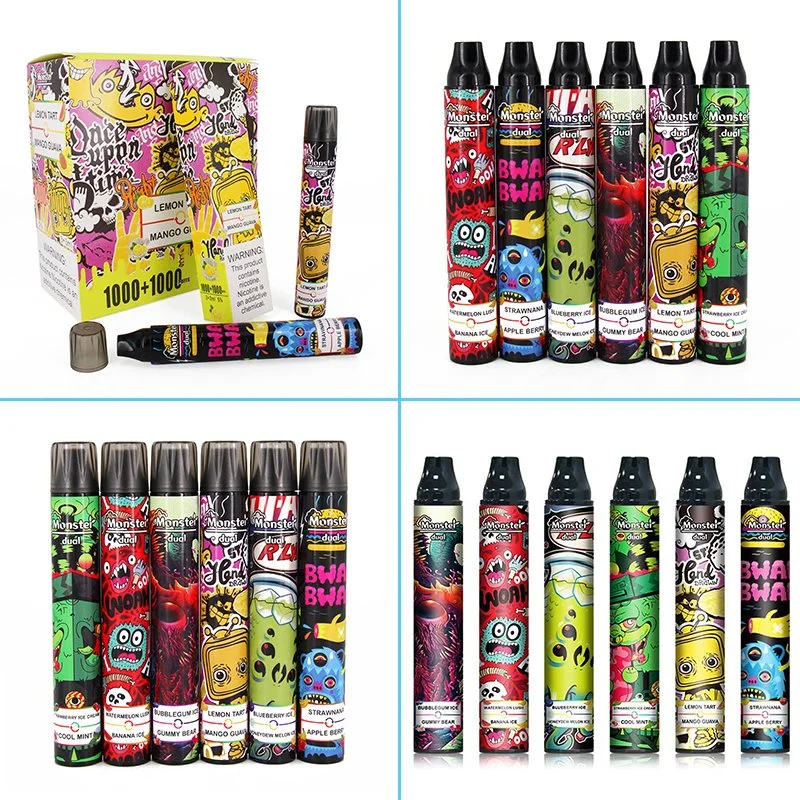 Más nuevos sabores dobles Monster Dual 1000+1000 Puffs Disposable/Chargeable E Cigarette Vapes