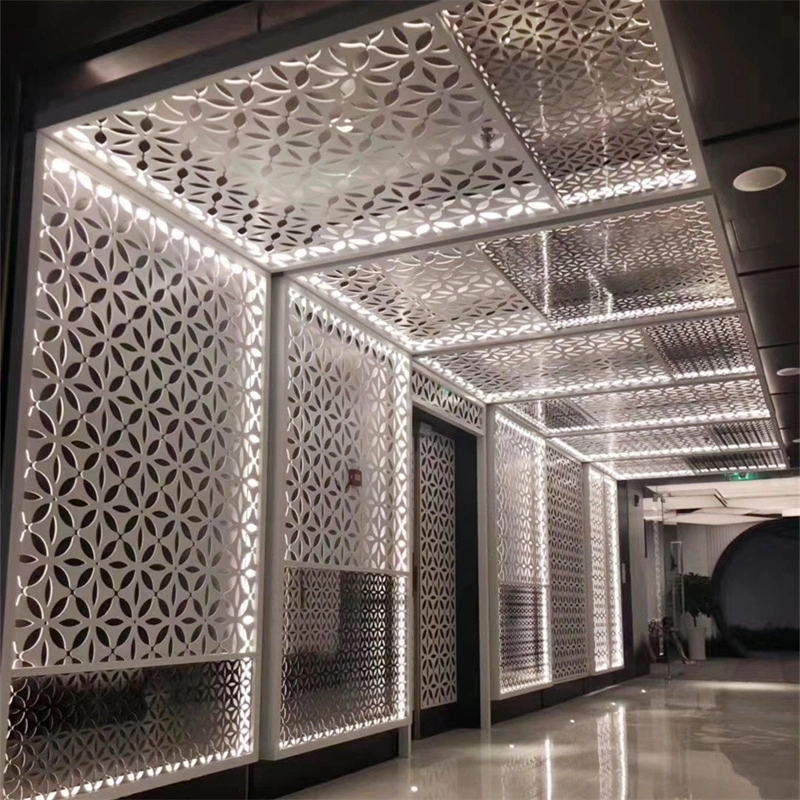 Metal Custom Decorative Perforated Carving Metal Aluminum Panels Ceiling Panels for Office Corridor.