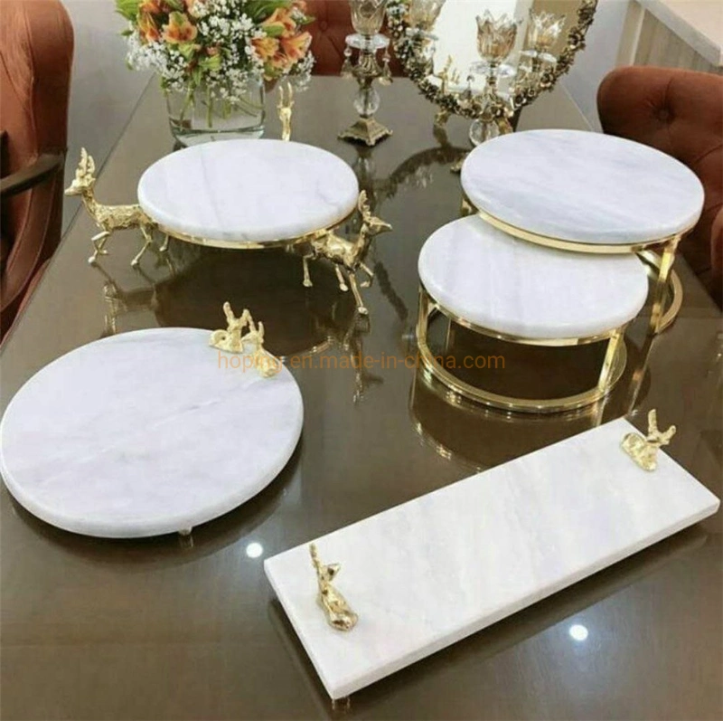 Modern Hotel Furniture Marble Top Stainless Steel Golden Coffee Side Table Indoor Table