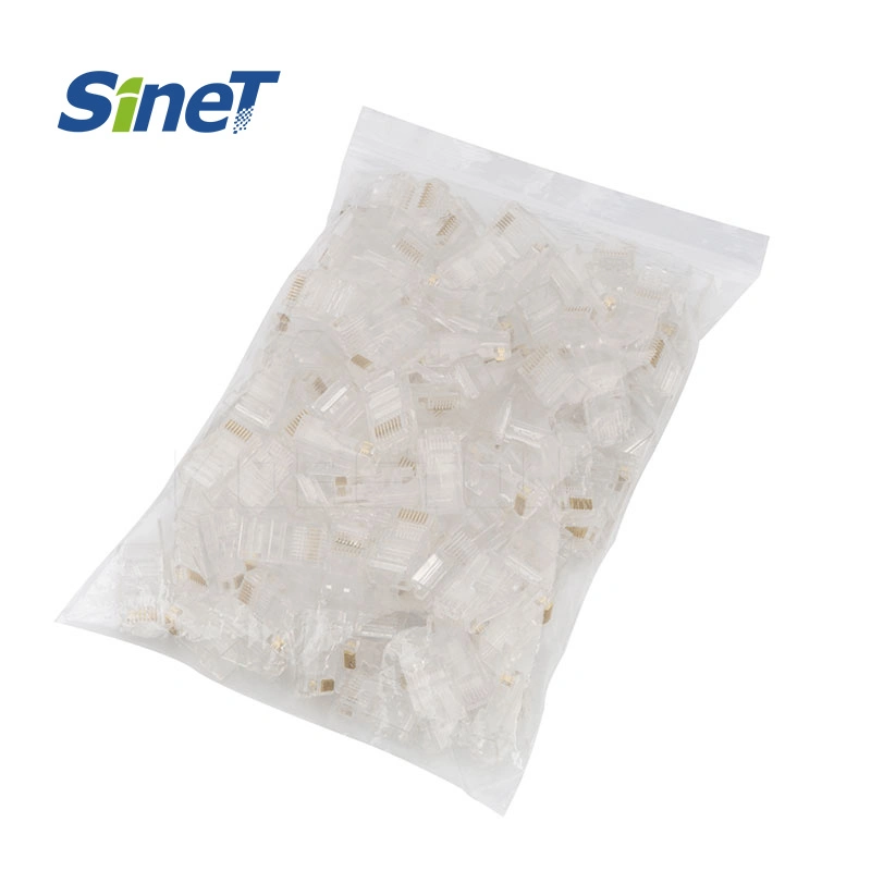 RJ45 Crystal Head Cat5 Cat5e UTP Unshielded Network Connector Gold OEM Male ABS 100PCS Per Bag or Box or Bottle