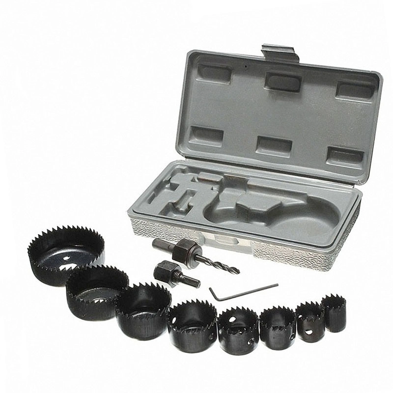 Hole Saw Set with Saw Blades Mandrels Drill Bits Installation Plate and Hex Key Ideal for Soft Wood, Plywood, Drywall, PVC