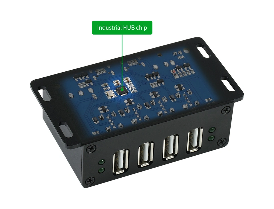 Industrial Grade USB Hub, Extending 4X USB 2.0 Ports, Switchable Dual Hosts