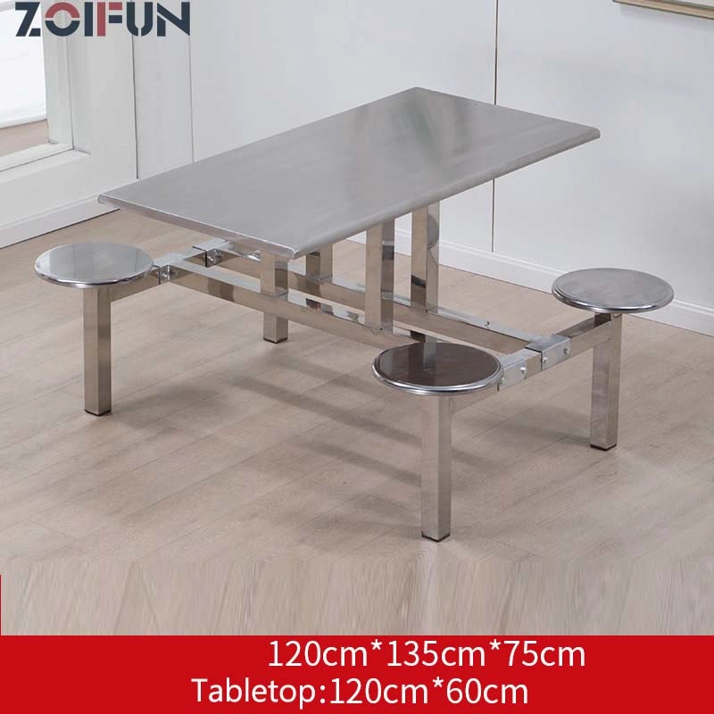 School Canteen Stainless Steel Fast Food Table Restaurant Dining Table and Seat