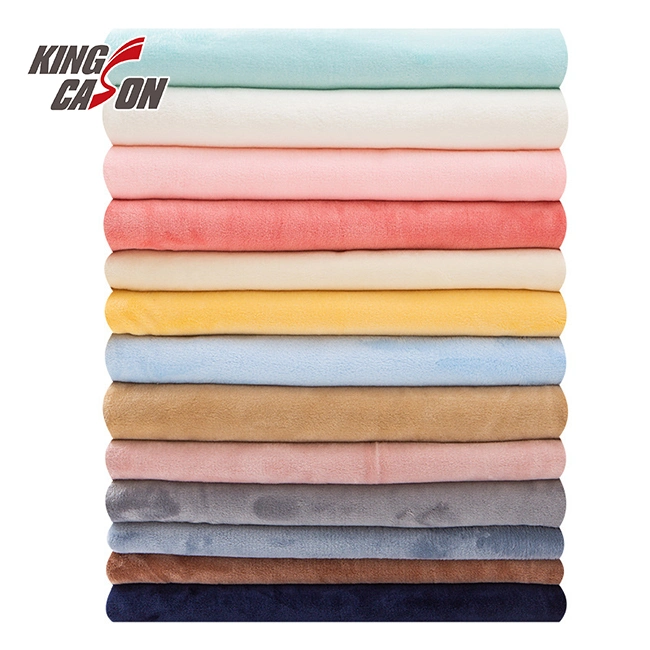 Kingcason Brushed Polyester Knitting Knit Flannel Coral Polar Fleece Cobertor Cama pijamas Sofá cortina Home tecido estofos Garment Tecido