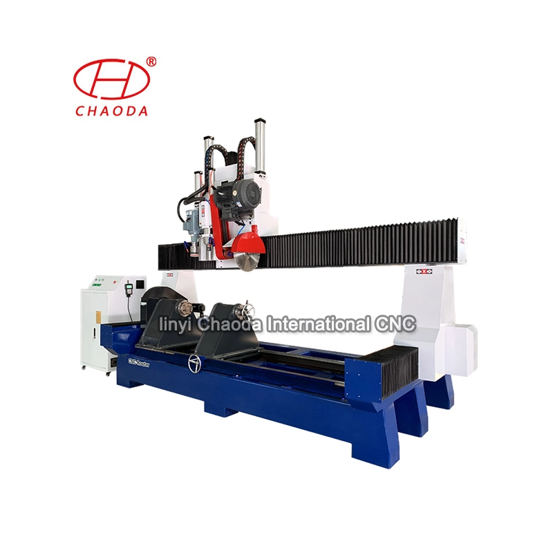 3 Axis Pillar Sandstone and Marble Stone CNC Lathe Machine with Saw