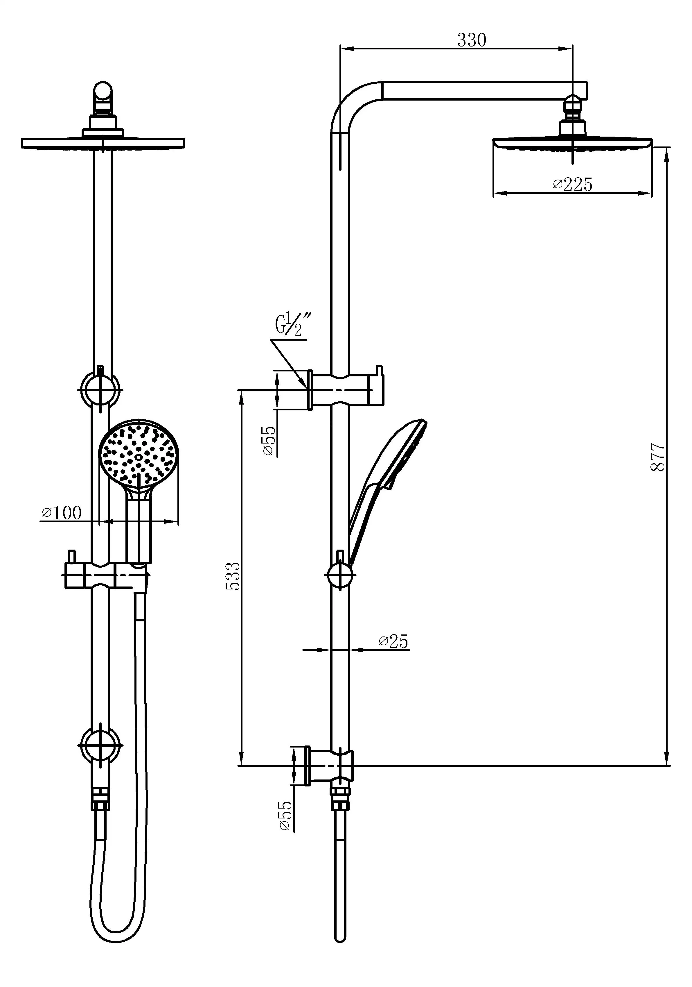 Watermark Bath & Shower Faucets Luxury Concealed Wall Mounted Black Bathroom Rain Bath Hot and Cold Solid Brass Shower Faucet Set Wrs002-2