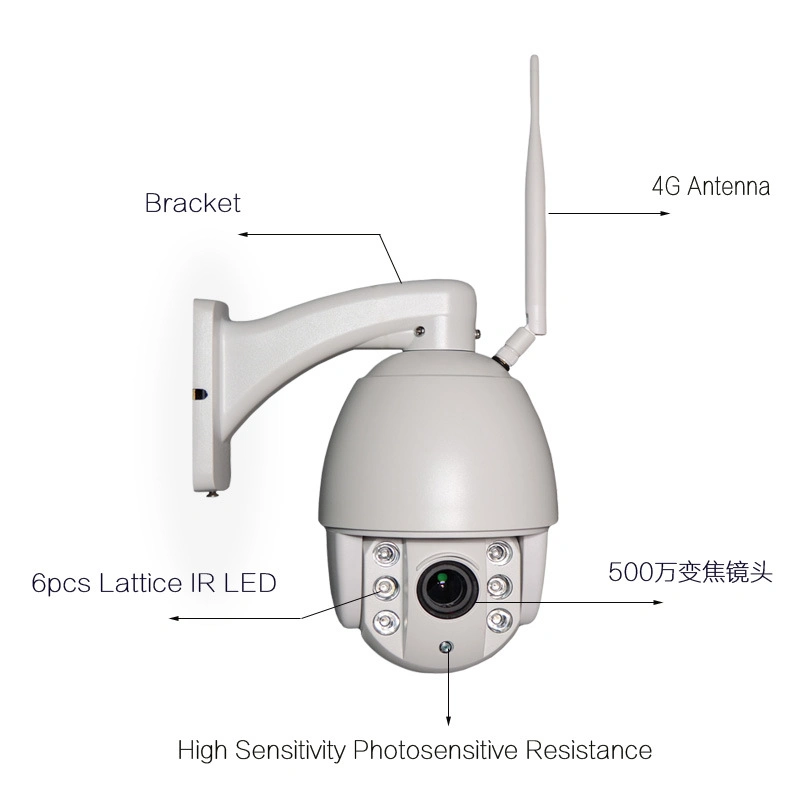 4G HD 2.0MP 5X Zoom IP66 PTZ Outdoor Surveillance Wireless CCTV IP Camera with Support Mobile Phone Computer Remote Monitoring