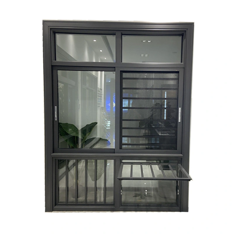 Stainless Mesh Aluminum Slide Windows Double Insulation Clear Glass 5mm+15A+5mm Laminated Glass 304# Mosquito Net 4 Panels Aluminium Sliding Window