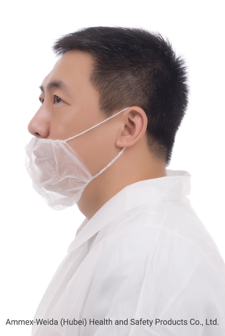 with Double Elastic Rubber Non-Woven Beard Cover for Prevent Droplet and Non-Irritating for Skin