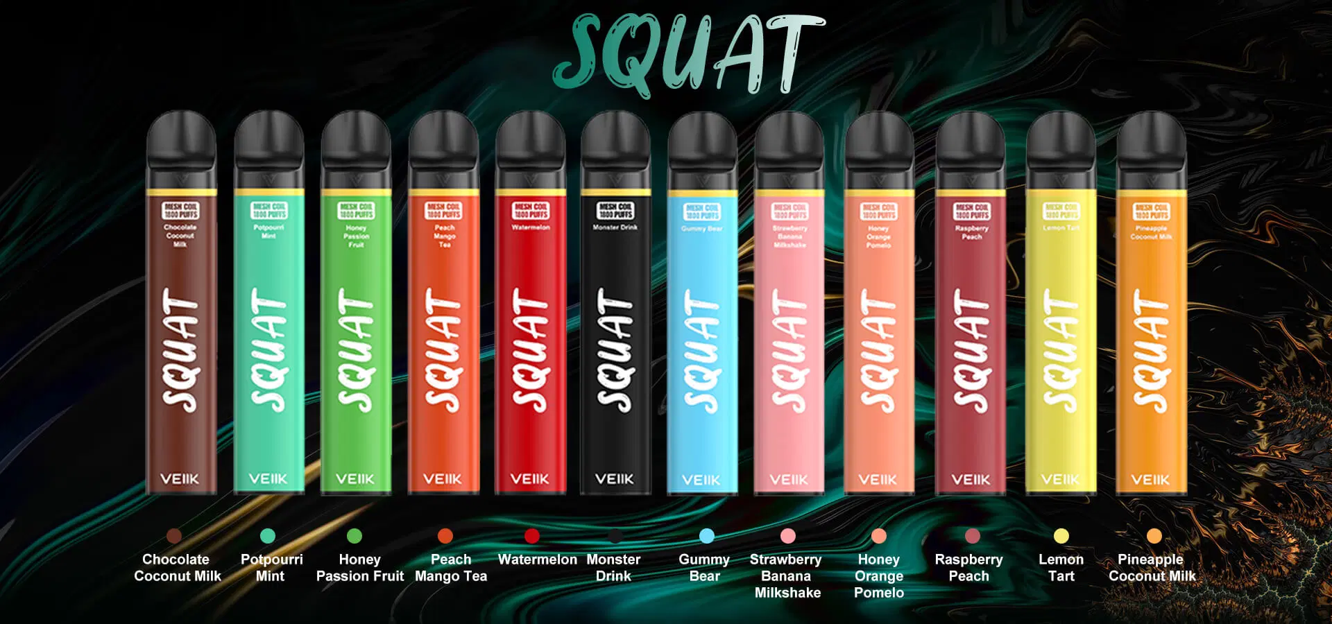 OEM cigarrillos electrónicos desechables Veiik Squat VAPE desechable 2024 Mayoristas Pluma 1800puffs