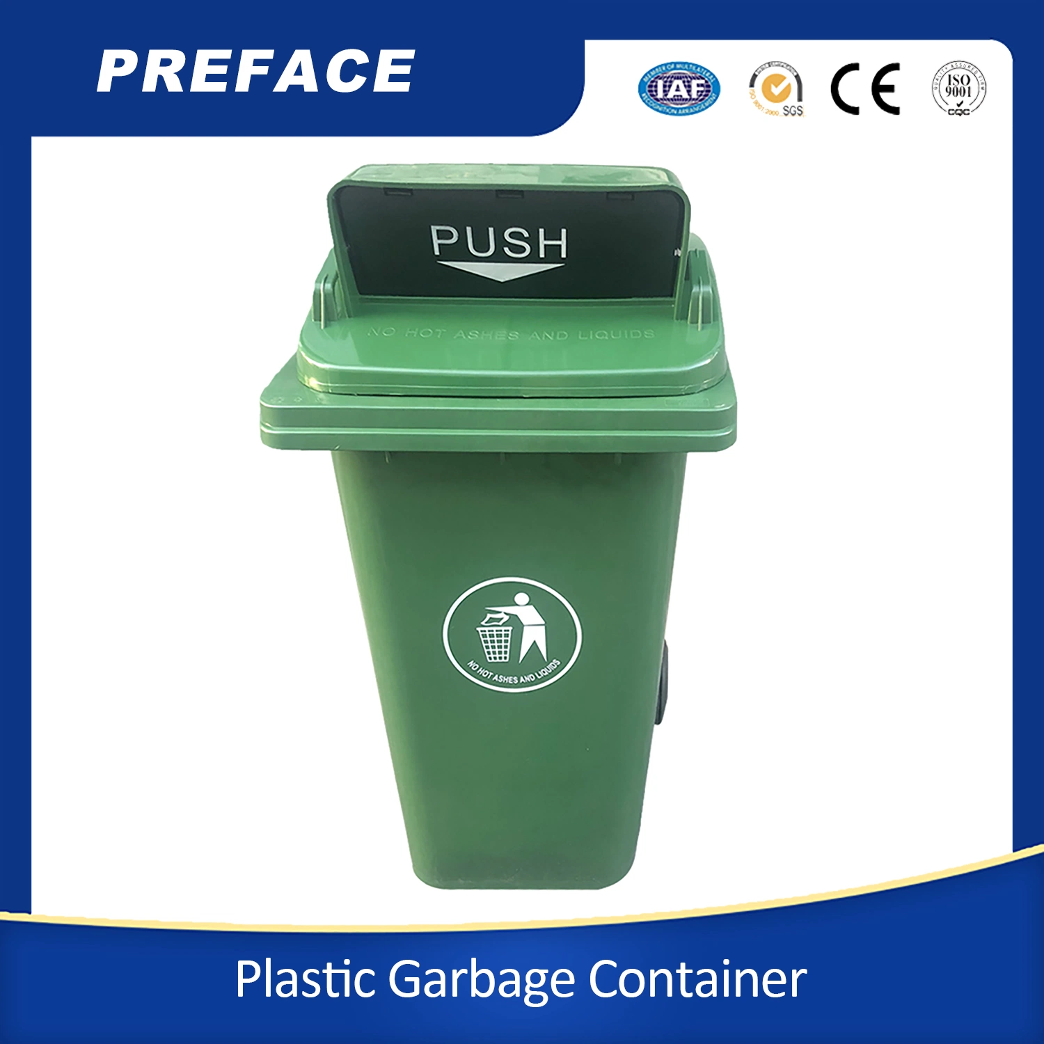 Global Industrial Medical Maste Bin Mobile Plastic Trash Container with Колеса