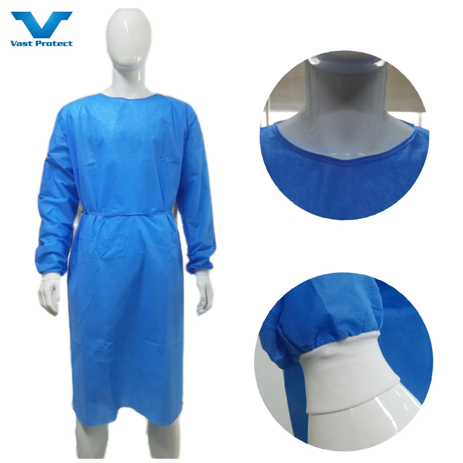 Wholesale/Supplier SMS Non-Woven Disposable Isolation Gown Waterproof Soft Breathable Surgical Gown