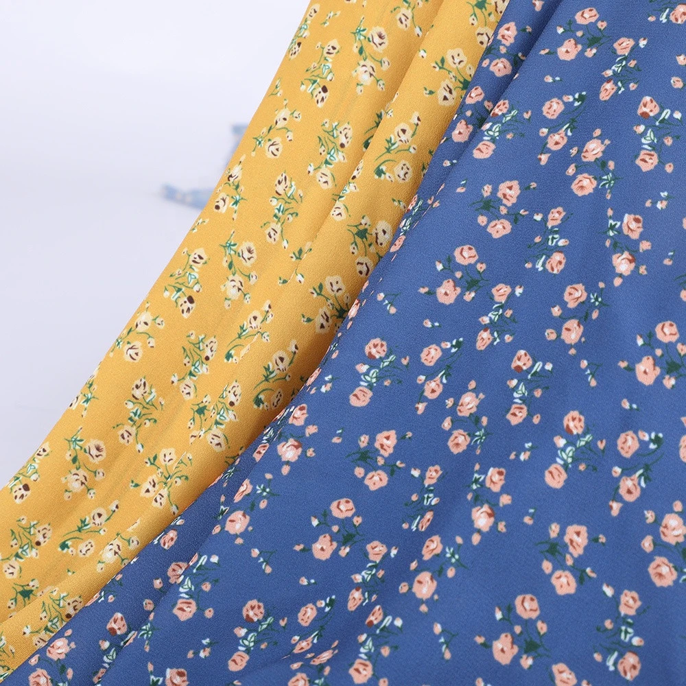 Hot Selling Fabric Textile Stock Polyester Printed Floral Chiffon Fabric