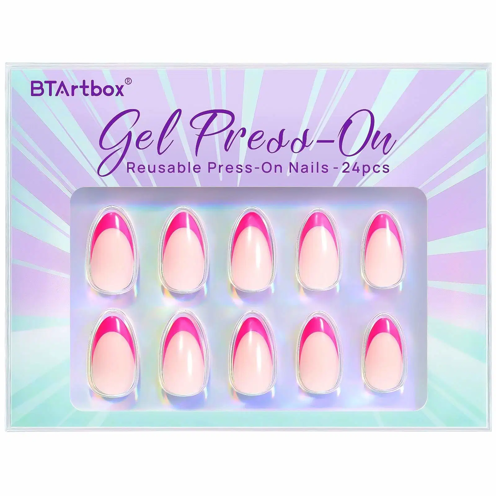 30PCS Gel X Press on Nails Short French Nail Tips Fake Designer Swirl Glitter Press on Nails