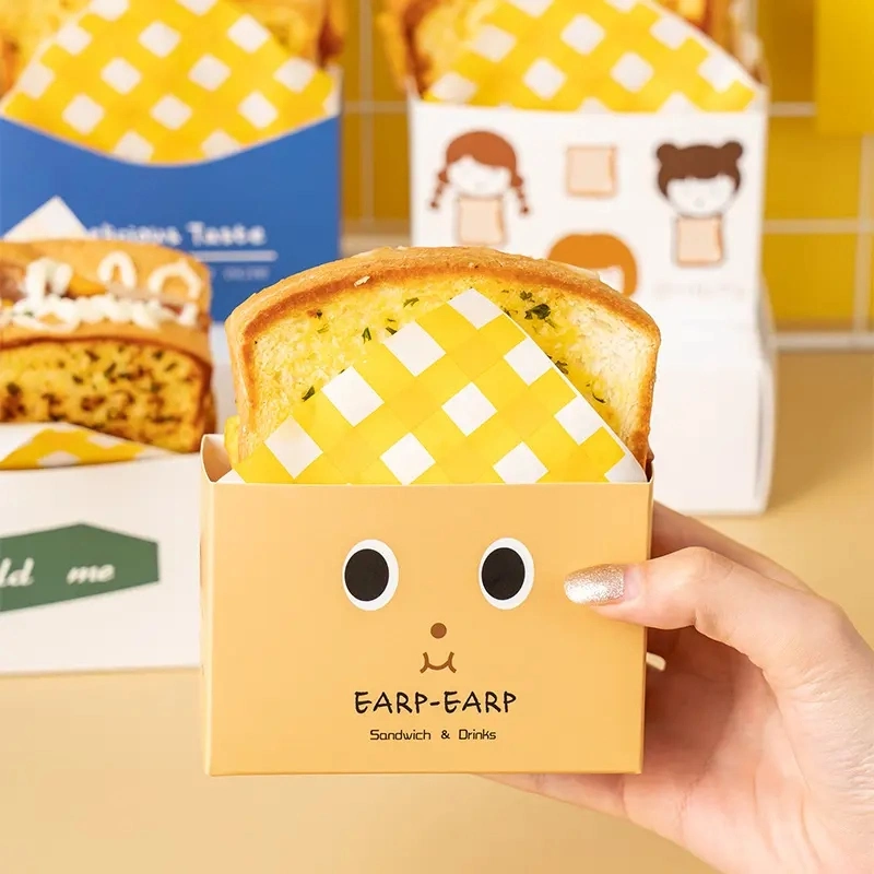 Sandwich Hamburger Box Rutschige Ei Dicke Ei Toast Papierhalter Verpackung Box Handheld Brotkarton