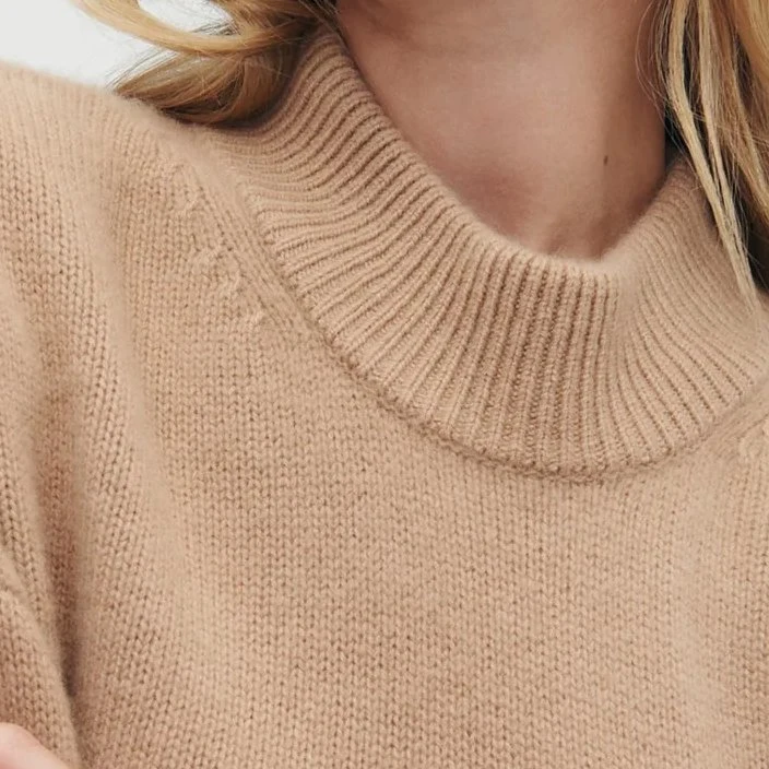 Autumn Winter Heavenly Soft Mock-Neck Pullover Cashmere Knitted Jumper Sweater Apparel