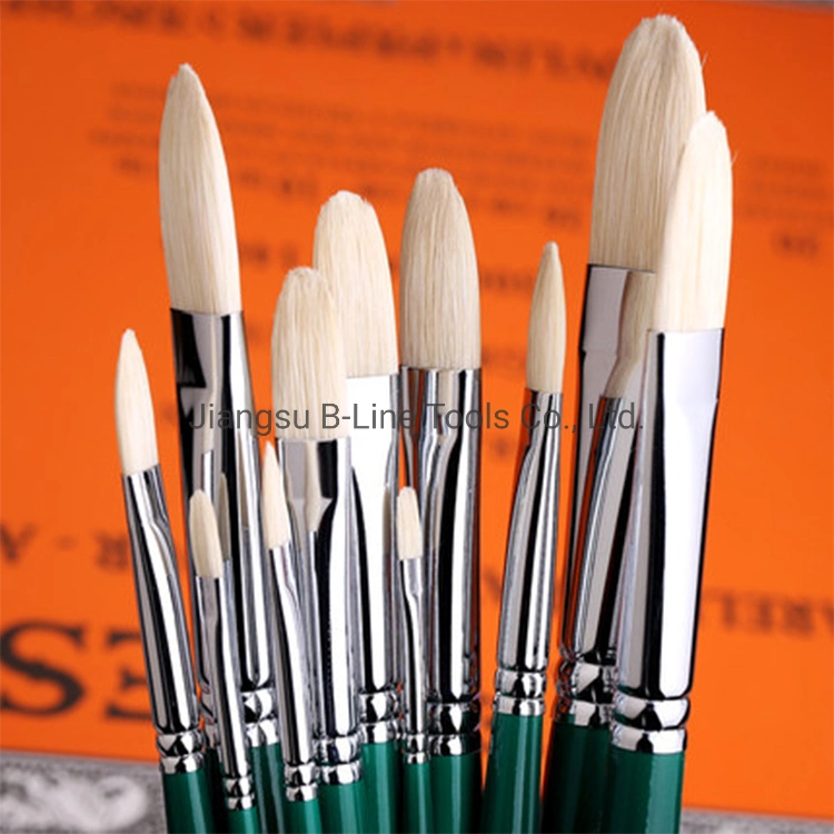 High Quality Pig Bristle Paint Brush Artist Oil Acrylic Painting Brush Set