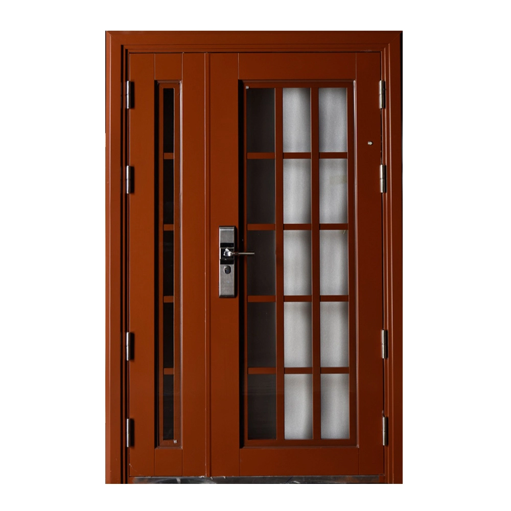 Top Selling Main Entrance French Door Wrought Iron Solid Wood Luxury Timber Original Factory Wood Customize