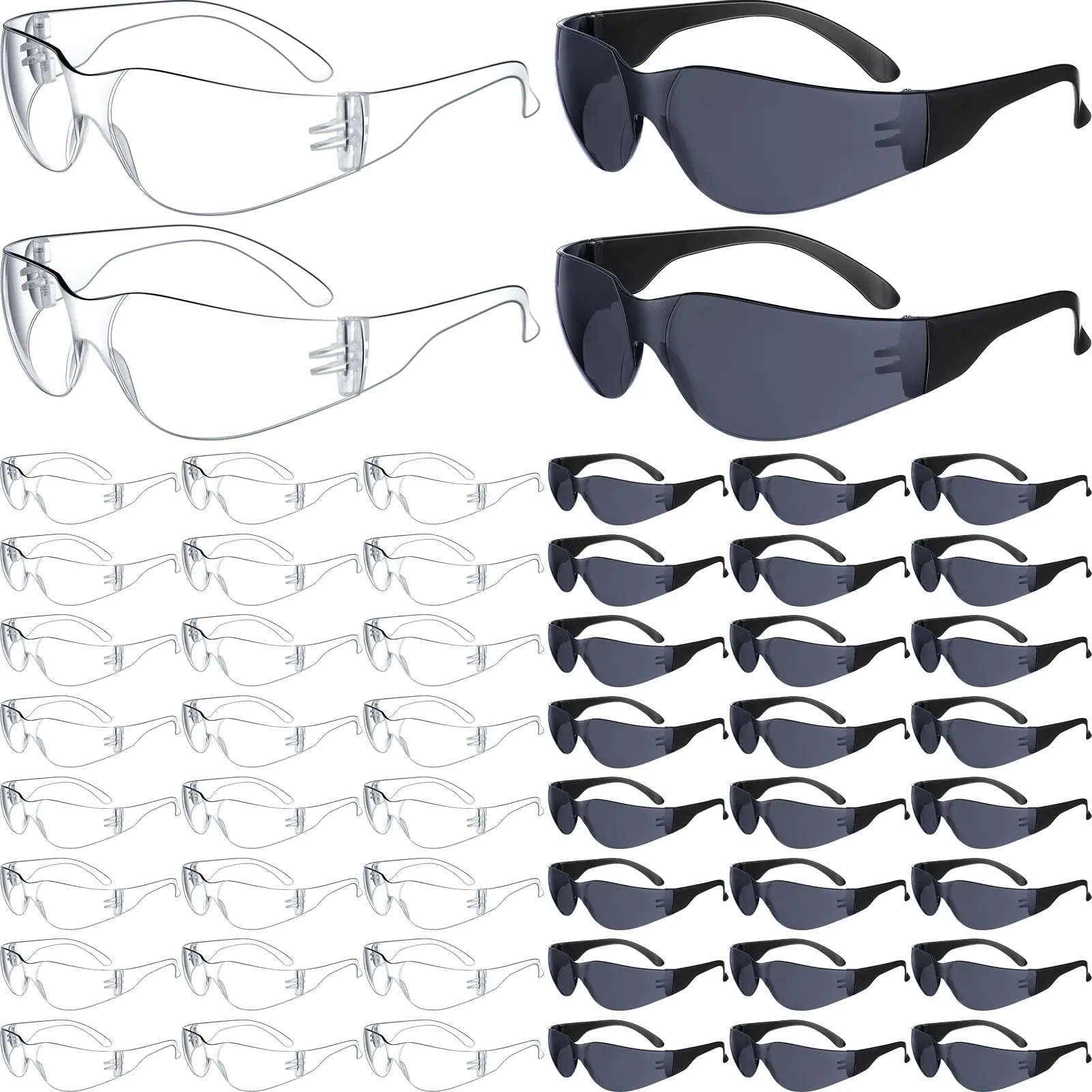 Gafas de seguridad grueso tintado negro claro gafas Gafas de protección de los ojos Efecto Anti-polvo resistente a arañazos de gafas de protección para los hombres Las mujeres trabajan Lab Constr