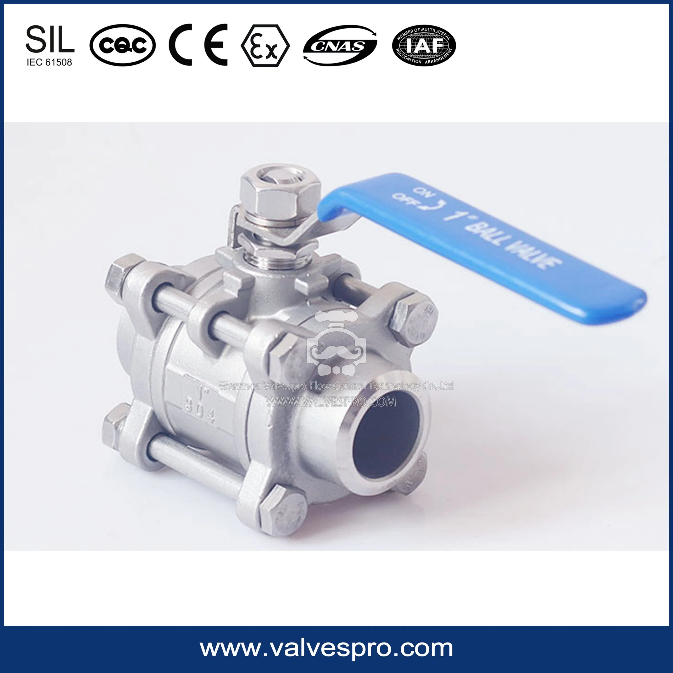 Stainless Steel Full Bore Butt Weld 1000wog 3PC Ball Valve with Long Butt Weld Pipe