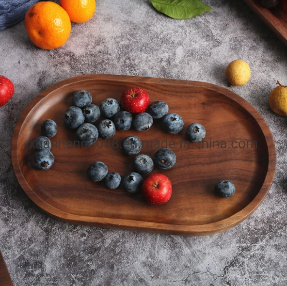 High Grade Rectangle Black Walnut Wooden Plate Tea Tray