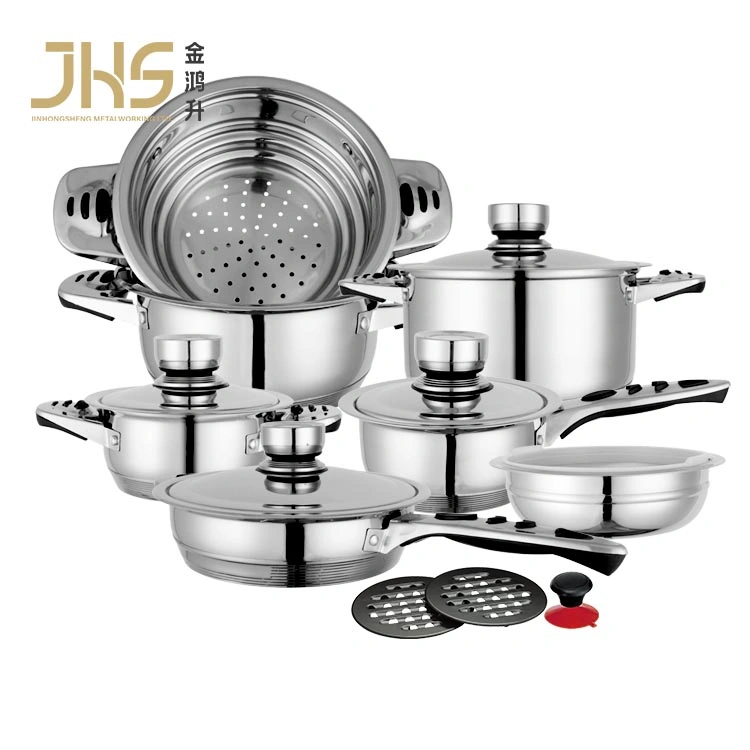 Home Appliance Kitchen Frying Pan 16 PCS Stainless Steel Cookware Sets Kitchenware