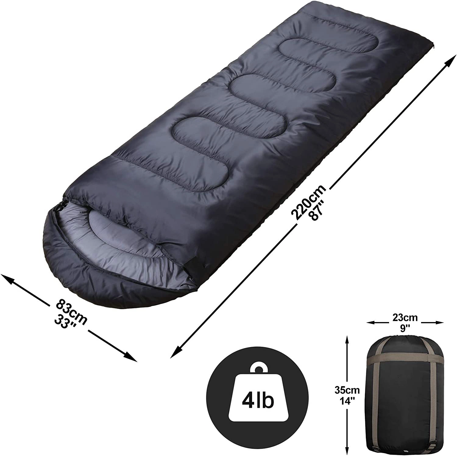 Sac de couchage en coton léger, compressible, portable, imperméable, personnalisé pour adulte, adapté à toutes les saisons, pour le camping et les voyages en solo.