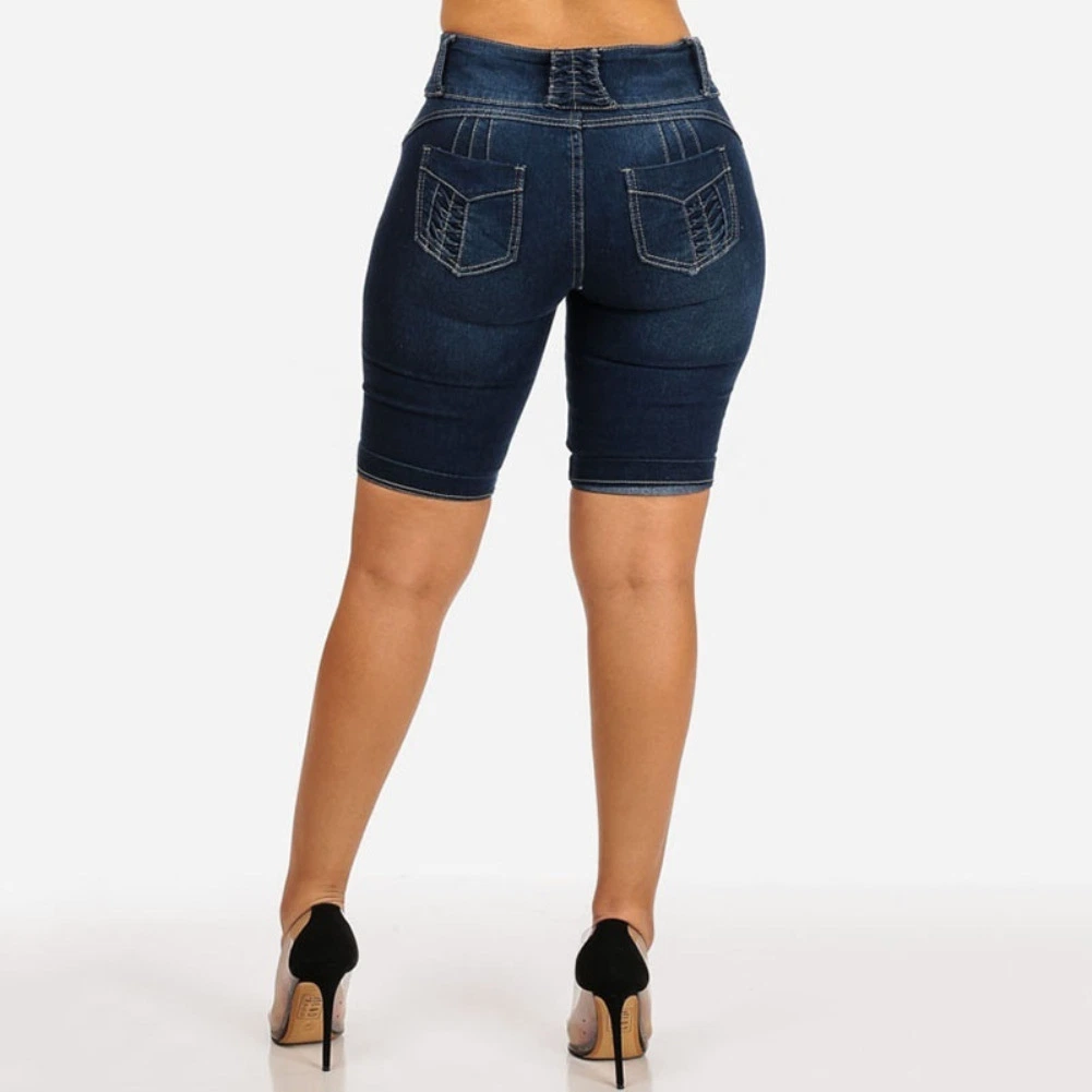 Mamá Jeans Summer Plus Size corto pantalones cortos denim moda