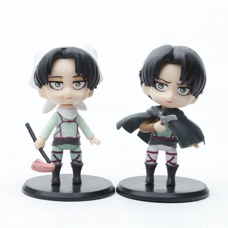 Comercio al por mayor de 10cm de juguete de dibujos animados 6pzas Ataque a la Titan Anime figura juguetes Levi Mikasa Ackerman figura de acción Eren Modelo Jager