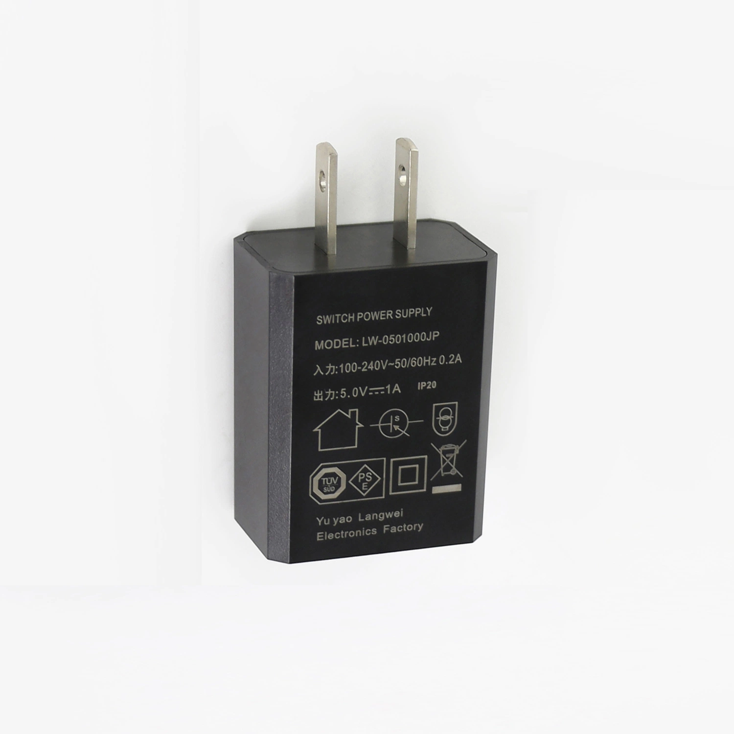 Plug in Multiple Certifications EU USB 5V 1A DC Power Charger