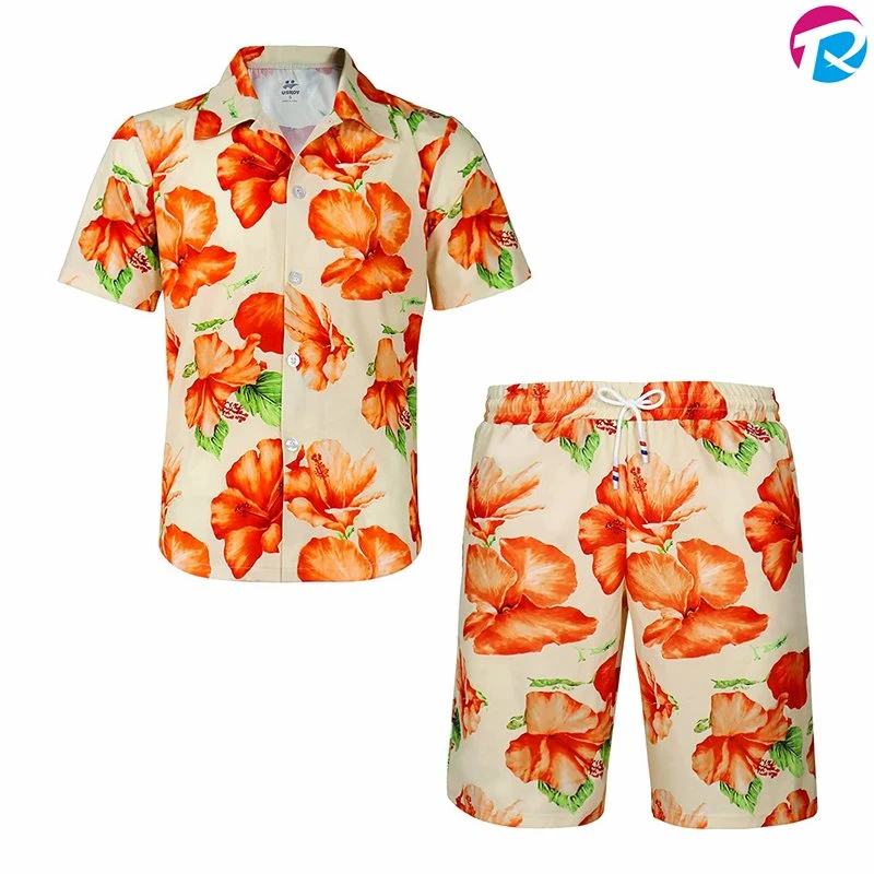 Dernière chemise d'été en lin et coton Uni Et Short Men décontracté Hawaii Beach Fashion Short pour Homme